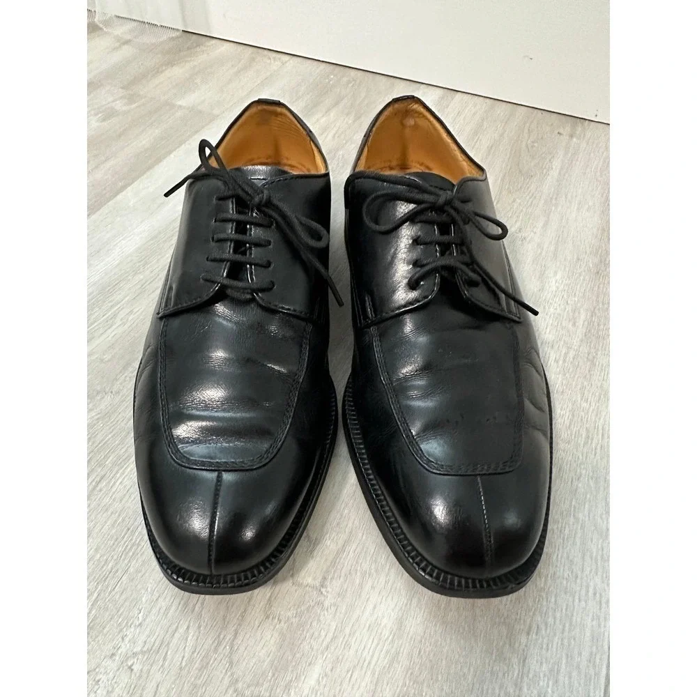Burberry London Derby Shoes Men 24.5 Black Good Split Toe BU1430 Leather Italy 7